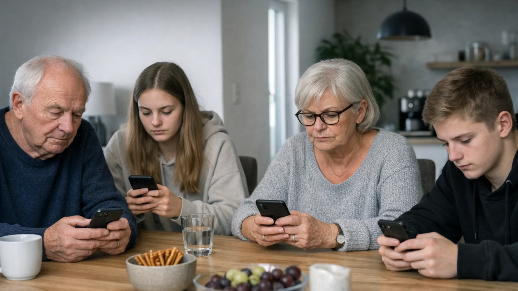 Die Großeltern verbringen kaum bedeutungsvolle Zeit mit ihren Enkeln. Die gemeinsamen Momente beschränken sich auf oberflächliche Routinen wie gemeinsame Mahlzeiten oder kurze Besuche, ohne echte emotionale Verbindung oder gemeinsame Aktivitäten, die Erinnerungen schaffen. Die Enkel wirken distanziert und zeigen wenig Interesse an der Beziehung zu den Großeltern."