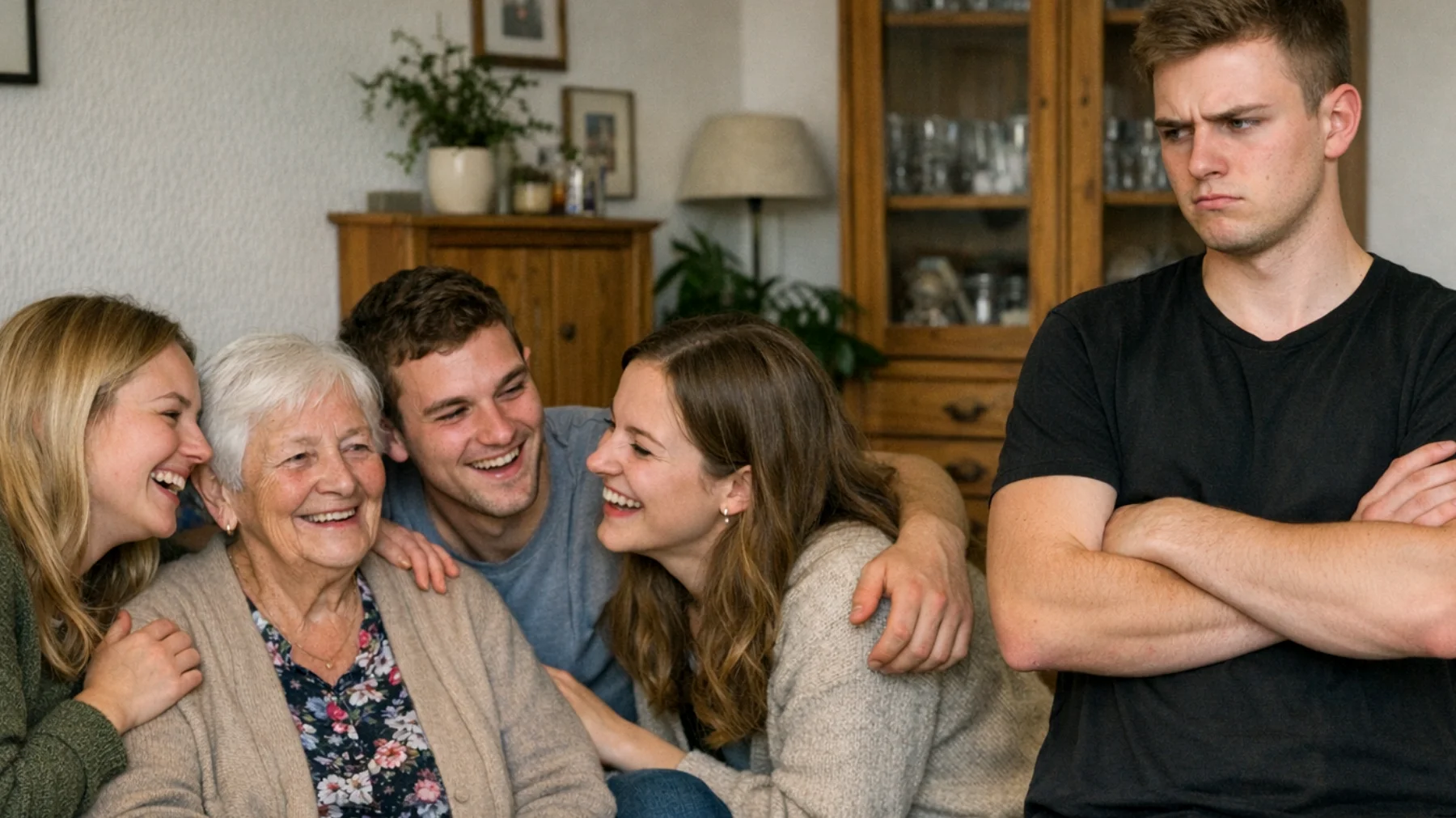 Die Oma bemerkt, dass ihr erwachsener Enkel (20-25 Jahre) deutliche Eifersucht und Rivalität gegenüber seinen Geschwistern oder Cousins zeigt, wenn es um ihre Aufmerksamkeit, Zeit oder materielle Zuwendungen geht. Obwohl er bereits erwachsen ist, reagiert er empfindlich und verletzt, wenn die Oma anderen Familienmitgliedern Aufmerksamkeit schenkt, und zieht sich dann emotional zurück oder äußert offene Kritik."